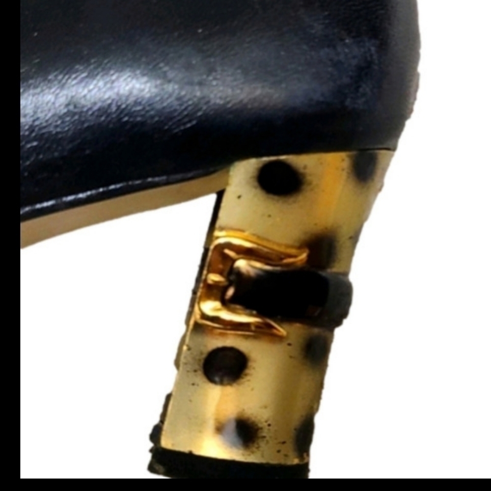 Spanish Leather Collection by Sergio Zelcer Black Pumps Size 9.5 Unique Heel - Picture 4 of 14